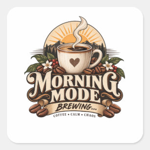 Pegatina Cuadrada Modo Mañana Brewing Amante Vintage Café