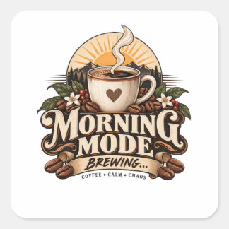 Pegatina Cuadrada Modo Mañana Brewing Amante Vintage Café