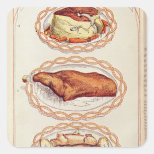 Pegatina Cuadrada Modo moderno de servir platos, de la Sra. Beaton