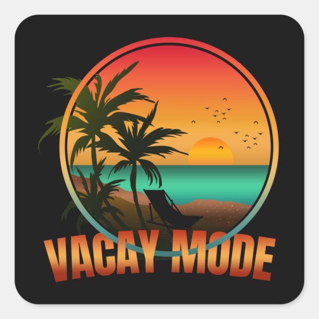 PEGATINA CUADRADA MODO VACACIONES  (Anverso)