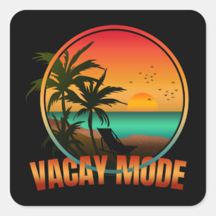 PEGATINA CUADRADA MODO VACACIONES