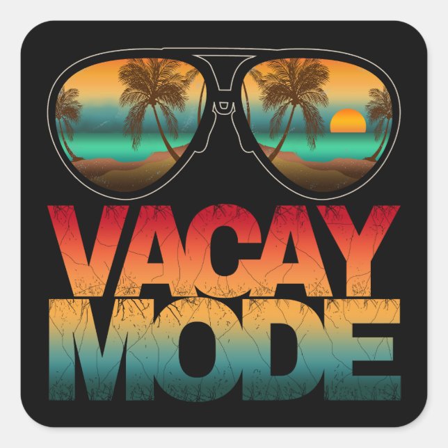 Pegatina Cuadrada Modo Vacaciones (Anverso)