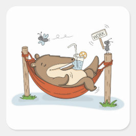 Pegatina Cuadrada Modo Vacaciones | Oso Hormiguero