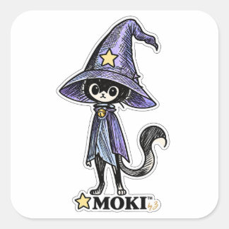 Pegatina Cuadrada MOKI™ | Personaje Original de Gato Mágico Sticker