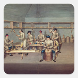 Pegatina Cuadrada Moldear las pelotillas del polvo