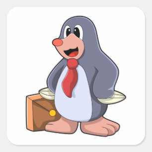 Pegatina Cuadrada Mole como empresario con bolsa