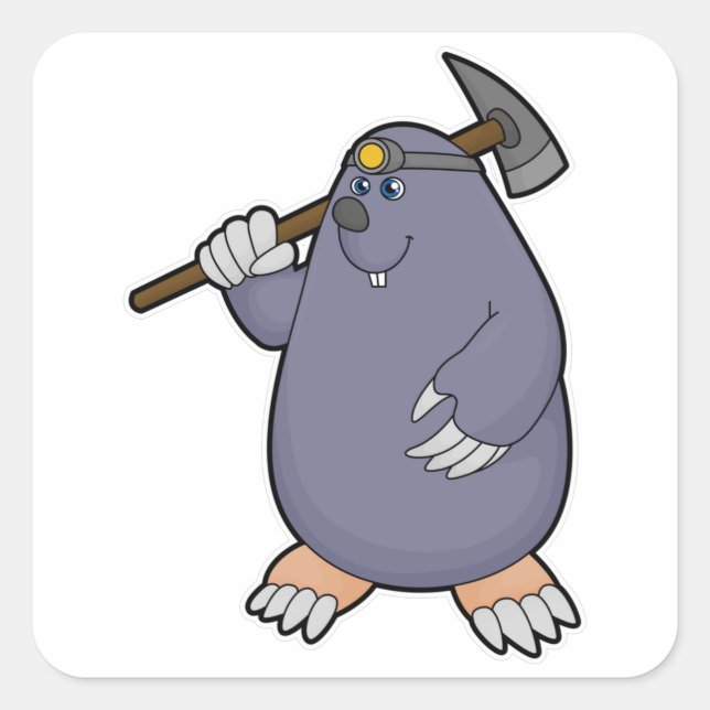 Pegatina Cuadrada Mole como granjero con paquistaní y foco (Anverso)