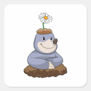 Pegatina Cuadrada Mole con la flor de margarita