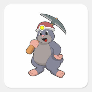 Pegatina Cuadrada Mole con Pickaxe