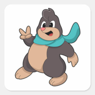 Pegatina Cuadrada Mole con Scarf