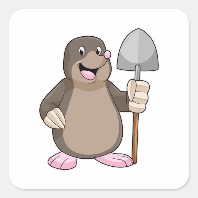 Pegatina Cuadrada Mole con Shovel (Anverso)