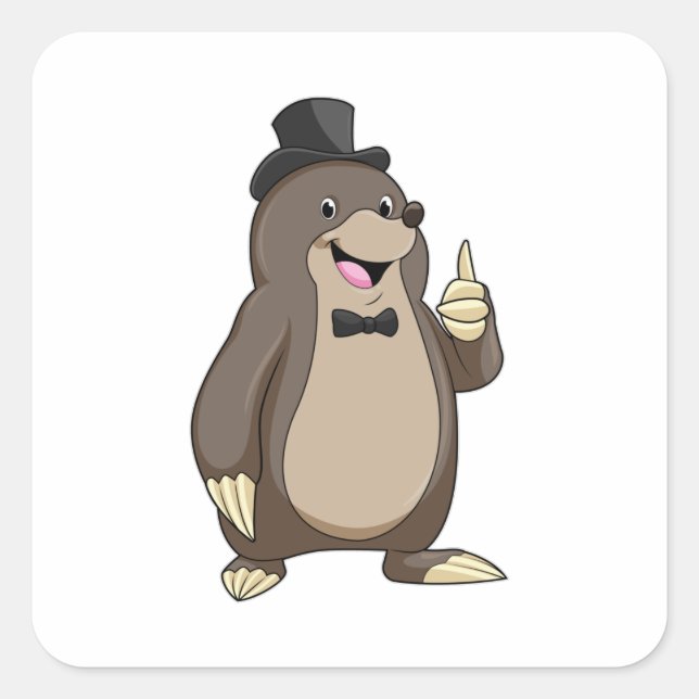 Pegatina Cuadrada Mole de novio con corbata (Anverso)