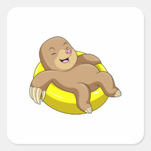 Pegatina Cuadrada Mole en natación con vida