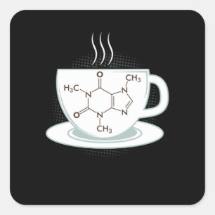 Pegatina Cuadrada Molécula cafetera química