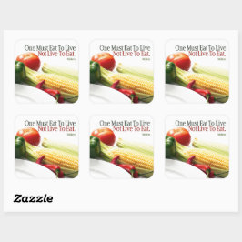 Pegatina Cuadrada Moliere cita Inspiradora "Come para vivir"