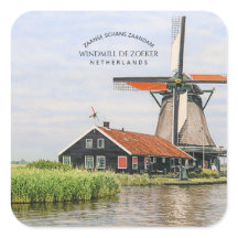 Molino de viento de Zaanse Schans Acuarela Patrimo