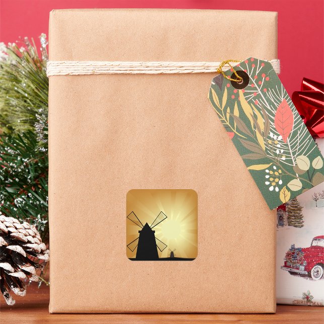 Pegatina Cuadrada Molinos de viento de Sunrise (Subido por el creador)