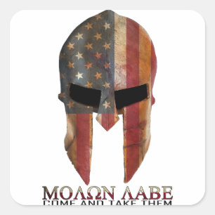 Pegatina Cuadrada Molon Labe - Ven y llévate a EE.UU. Spartan
