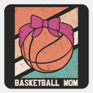 Pegatina Cuadrada MOM de baloncesto Hermoso diseño de baloncesto
