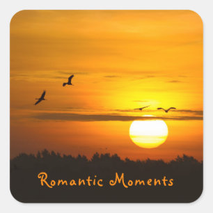 Pegatina Cuadrada Momentos románticos grullas al amanecer foto con t