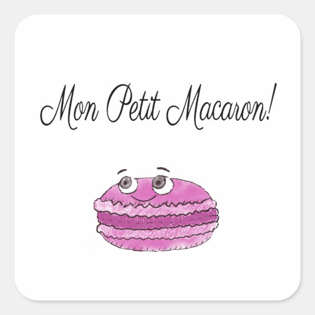 Pegatina Cuadrada Mon Petit Macaron (Anverso)