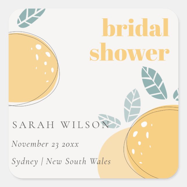 Pegatina Cuadrada Mona de limón abstracto lindo Boda audaz  (Anverso)