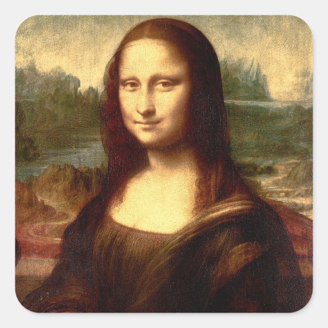 Pegatina Cuadrada Mona Lisa (Anverso)