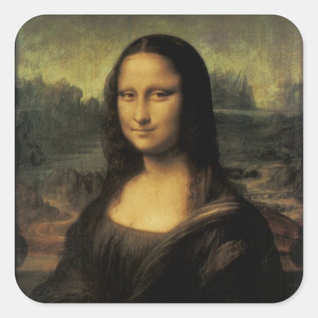 Pegatina Cuadrada Mona Lisa (Anverso)