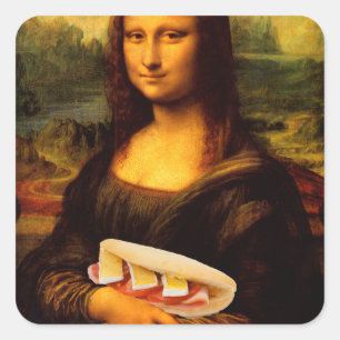 Pegatina Cuadrada Mona Lisa ama a Paninis