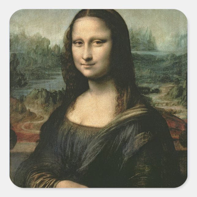 Pegatina Cuadrada Mona Lisa, c.1503-6 (Anverso)