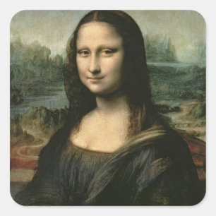 Pegatina Cuadrada Mona Lisa, c.1503-6 (aceite en el panel)