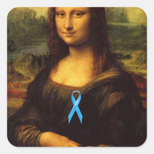 Pegatina Cuadrada Mona Lisa Con Cinta Azul