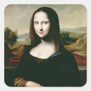 Pegatina Cuadrada Mona Lisa, copia de la pintura de Leonardo da Vin