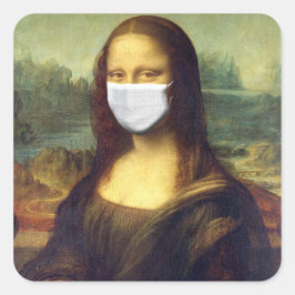 Pegatina Cuadrada Mona Lisa Vía Virus Corona