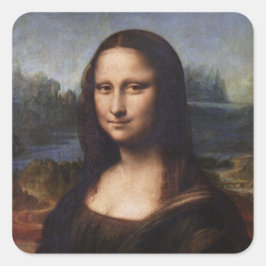Pegatina Cuadrada Mona Lisa y Leonardo da Vinci/vintage Italia