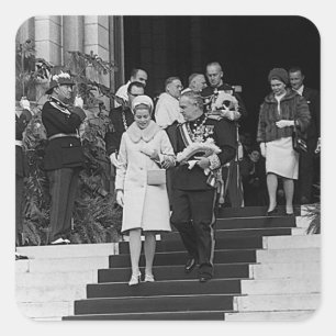Pegatina Cuadrada Monaco Antiguo Príncipe Alberto y Princesa Grace