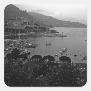Pegatina Cuadrada Monaco Principado Vintage El puerto 1970
