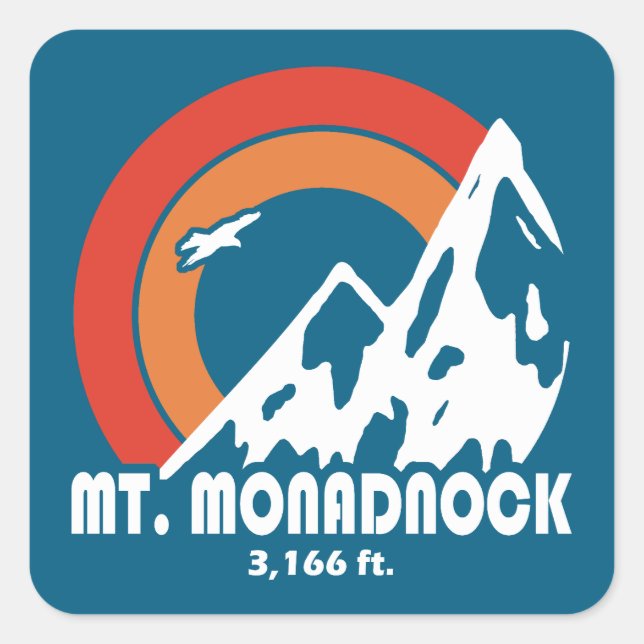 Pegatina Cuadrada Monadnock New Hampshire Sun Eagle (Anverso)