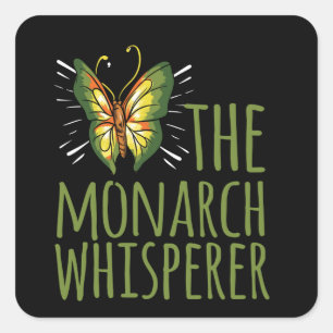 Pegatina Cuadrada Monarca de mariposa Entomólogo de Whisperer