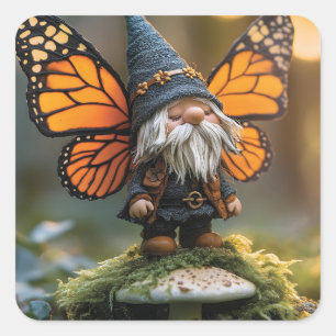 Pegatina Cuadrada Monarch Butterfly Wingme Gnome - Creatura de fanta