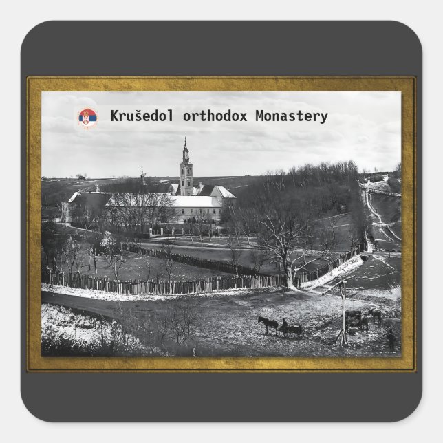 Pegatina Cuadrada MONASTERIOS SERBIOS - Monasterio de Krušedol 2 (Anverso)