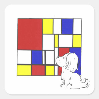 Pegatina Cuadrada Mondrian Inspirado Manzanilla