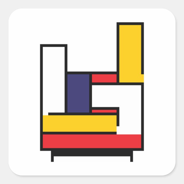 Pegatina Cuadrada Mondrian Rock Hand Magnet (Anverso)