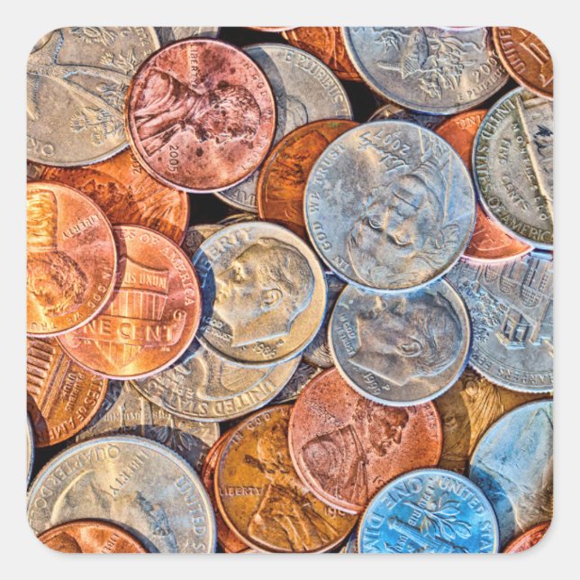 Pegatina Cuadrada Moneda acuñada (Anverso)