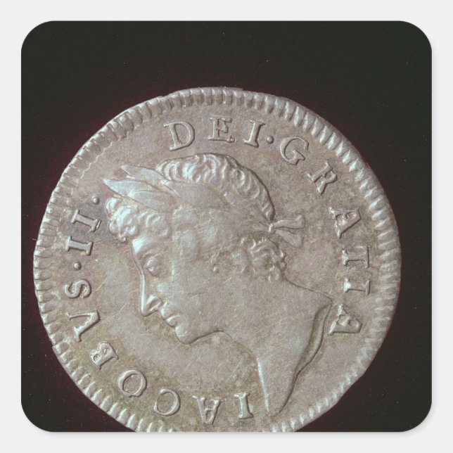 Pegatina Cuadrada Moneda de James II (Anverso)
