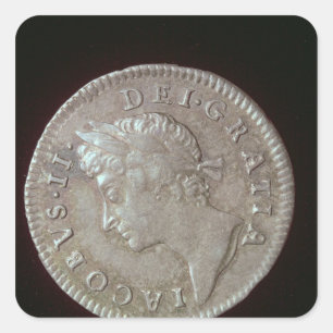 Pegatina Cuadrada Moneda de James II