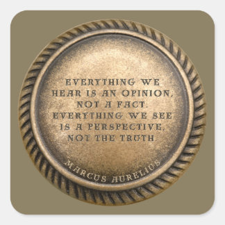 Pegatina Cuadrada Moneda De Moneda Dictada Por Marcus Aurelius