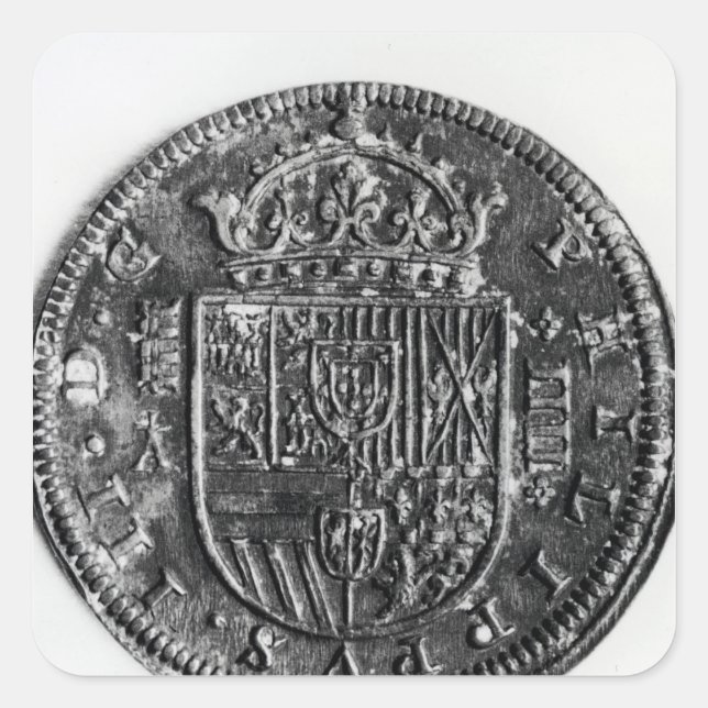Pegatina Cuadrada Moneda de plata (Anverso)