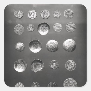 Pegatina Cuadrada Monedas bizantinas, romanas y sasanas