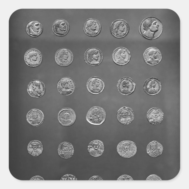 Pegatina Cuadrada Monedas bizantinas y romanas, del siglo 4 al 10 (Anverso)